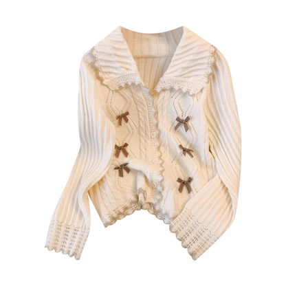 doll collar knitted cardigan YM410