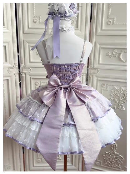 Purple Fantasy Lolita Evening Dress Birthday Adult Ceremony Short Lolita Princess Dress YM2156
