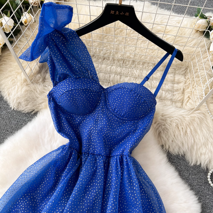 Royal Blue A-line Summer Dress  YM1131