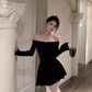 Black Off The Shoulder Short Homecoming Dress A Line Party Dress YM1828