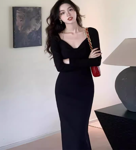 New sheath halter v neck long party dress YM1943