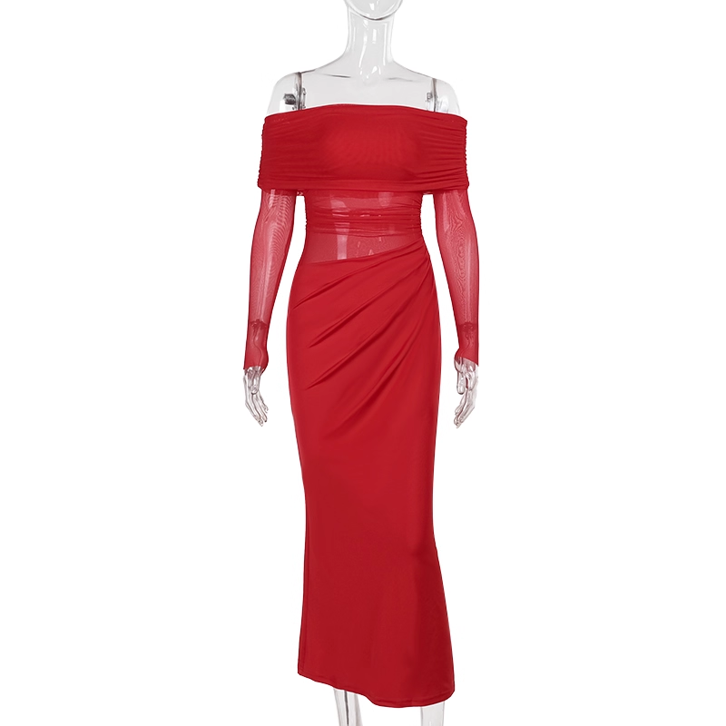 One Shoulder Red Sexy Sheath Holiday Dress Long Birthday Dress YM2275