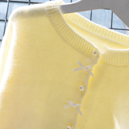 Sweet And Soft Sweater Jacket New Style Yellow Age-Reducing Outerwear Knitted Cardigan YM2375