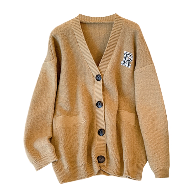 College Style Off White Thickened Knitted Jacket Women's Fashionable Casual Cardigan YM2293
