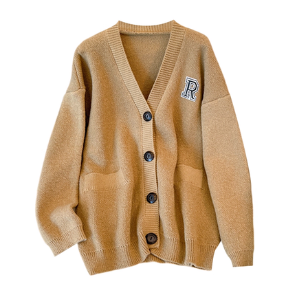 College Style Off White Thickened Knitted Jacket Women's Fashionable Casual Cardigan YM2293