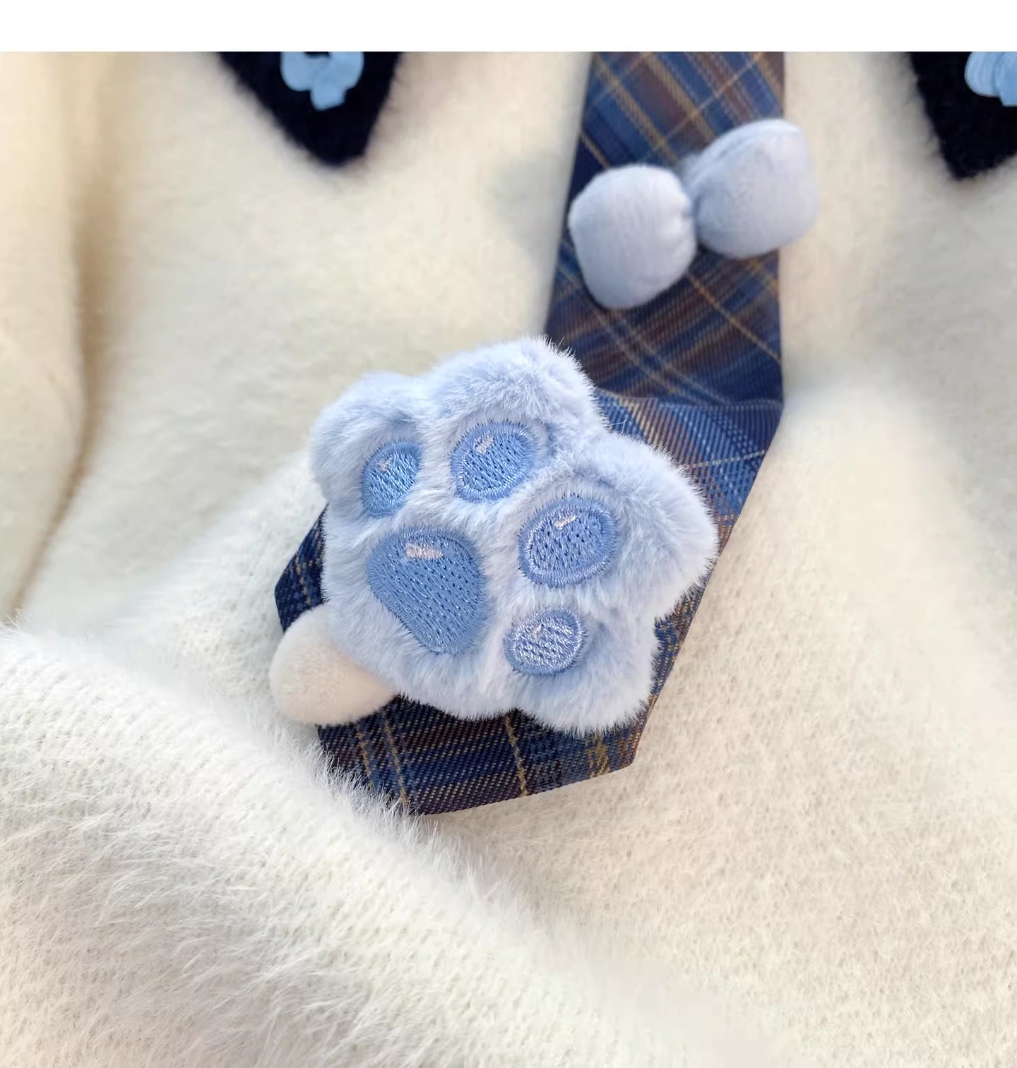 Sweet And Cute White Preppy Style Soft Sweater YM2446
