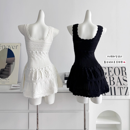 Simple White  A Line Sleeveless Vacation Dress Mini Party Gown YM2076