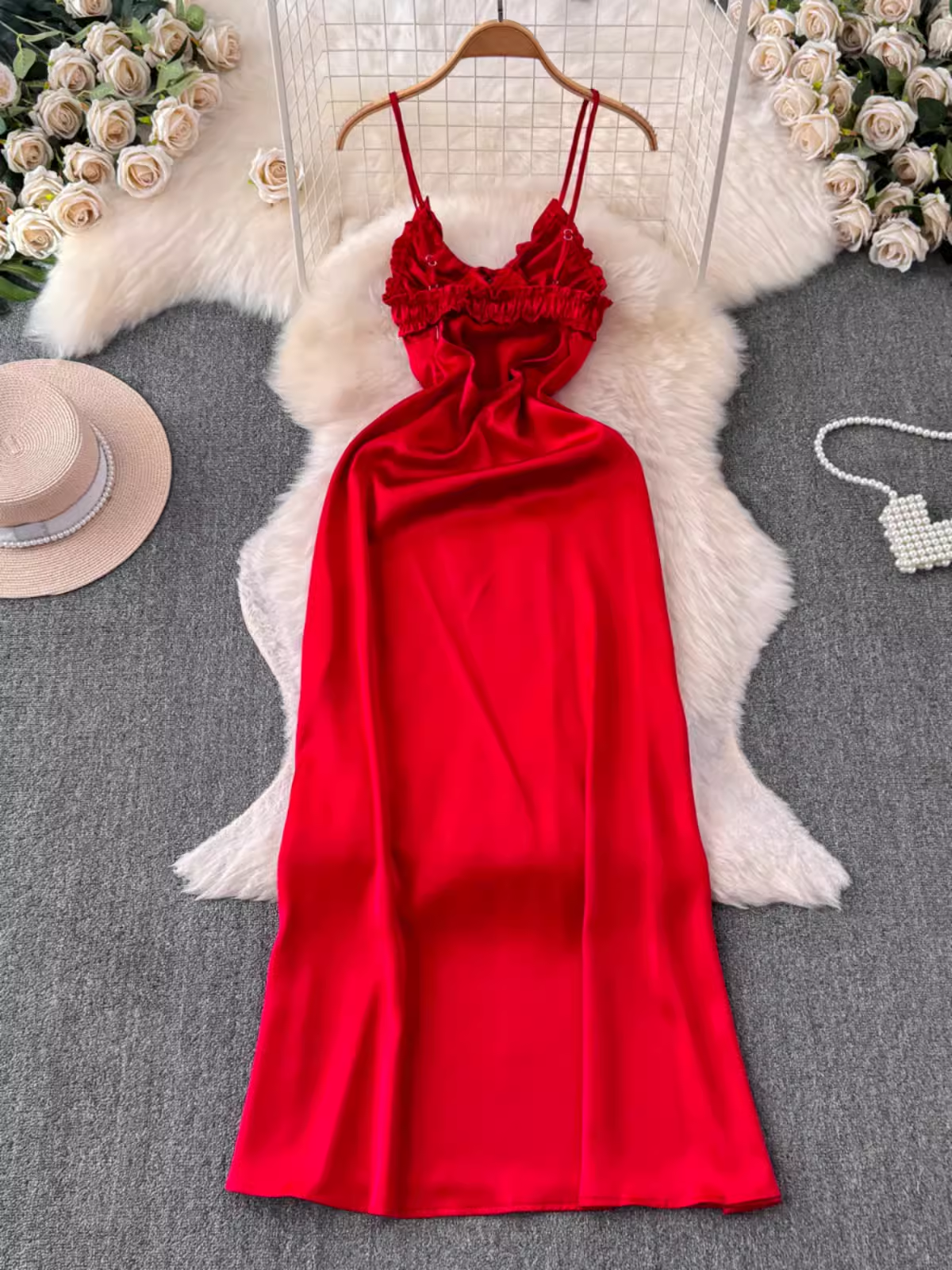 Red Simple Summer Dress  YM1439