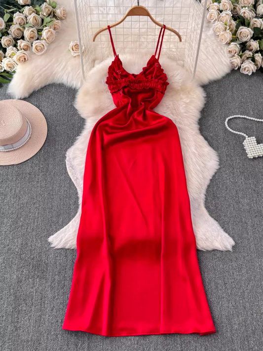 Red Simple Summer Dress  YM1439