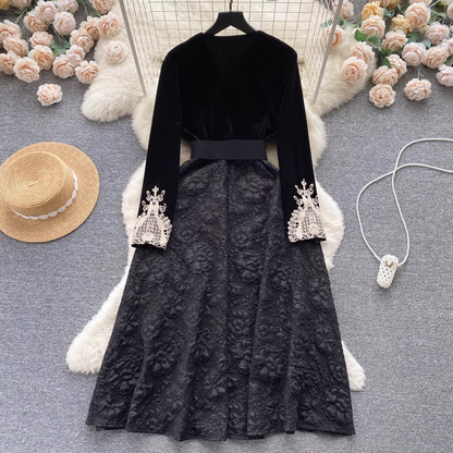women's autumn retro velvet dress YM630