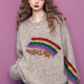 Sweater with rainbow letter embroidery design YM677