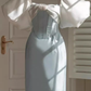 Puff Sleeve Dress Contrast Bow Waist Dress YM1557