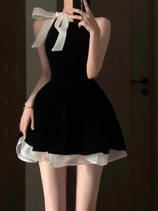 Elegant Sleeveless Black A Line Mini Holiday Dress Birthday Dress  YM2124