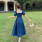 Vintage Square Neck Denim Dress YM1542