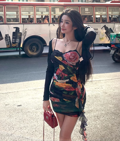 Pretty Straps Florals Party Dress Sexy Mini Cocktail Dress YM1984