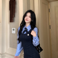 College Style Striped Shirt Fake Two Piece Dress Women's New YM2034