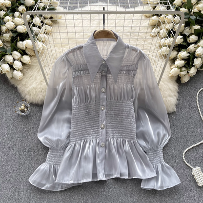 Women's ruffled puff sleeve blouses YM567