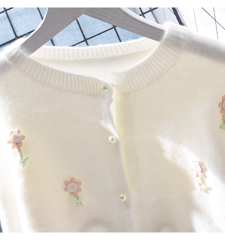 Sweet Short Sweater Jacket New Style Pink Outer Long-Sleeved Knitted Cardigan YM2360