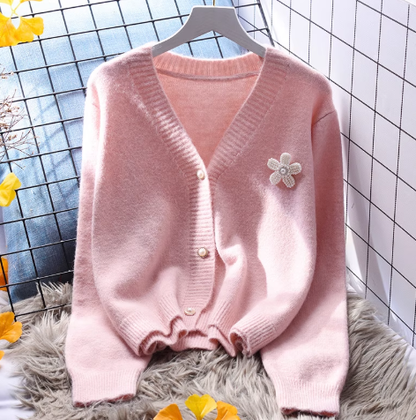 Yellow Small Fresh Short Sweater Coat Knitted Cardigan YM2386