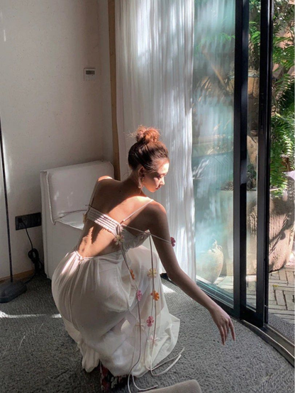 Elegant Fashion Tulle Floral Beach Party Long Dresses for Women Summer New Boho Dress YM1757