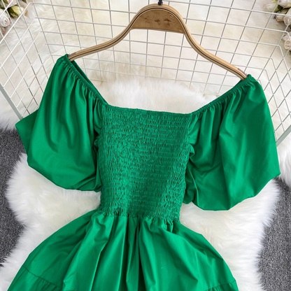 Bubble Square Neck A-Line Dress Seaside Summer Dress , YM277