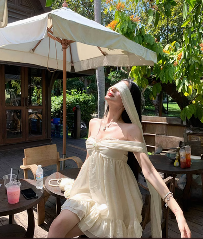 Sweet White Off The Shoulder Party Dress YM2002