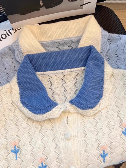 women's autumn doll collar knitted cardigan YM648