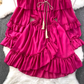 off-the-shoulder waistline slimming A-line dress with ruffles , YM263
