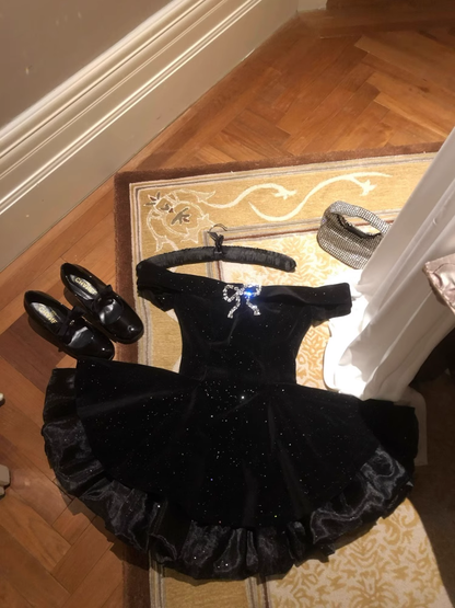 Black Off The Shoulder  Velvet Short Party Dress Birthday Dress YM2067
