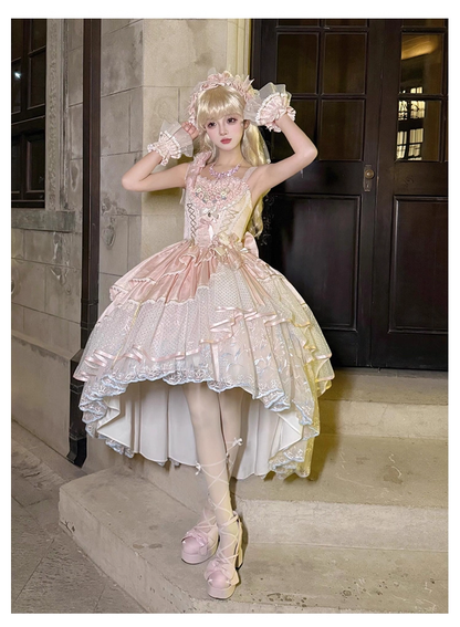 Classy Pink Layered Lolita Evening Dress Birthday Party Princess Dress YM2155