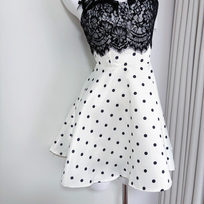 Simple Spaghetti Straps Satin Lace A Line Short Party Dress Vacation Dress YM2074