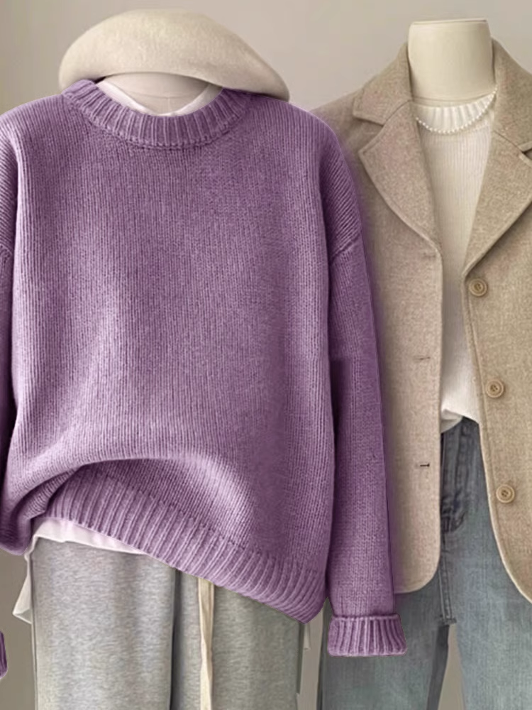 Crewneck sweater with knitted cardigan underneath YM1875