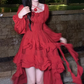 Retro Red Lace-up Irregular High-Low Party Dress,Prom Dress YM2044