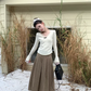 Sweet White Autumn And Winter Knitted Bottoming Sweater YM1808