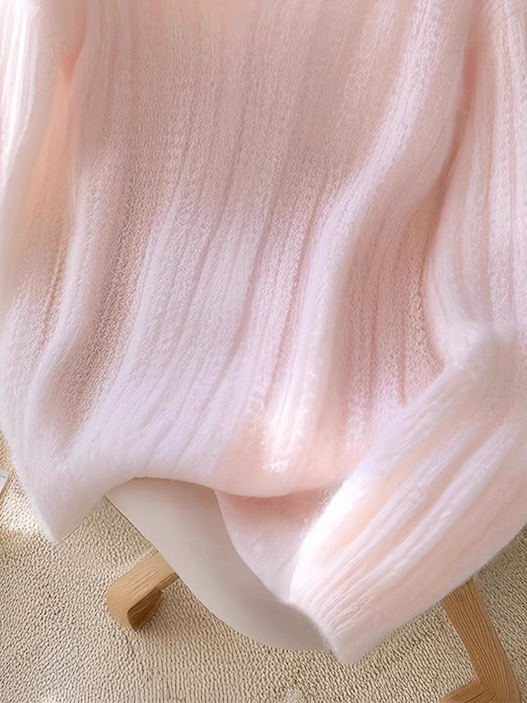 Pink V-neck loose knit sweater for women new style YM1895