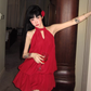 Red Halter Backless Short Prom Dress Birthday Outfits YM2012