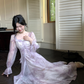 Purple Fairy-Like Ruffle Long-Sleeve Prom Dress Off The Shoulder Party Dress YM2043