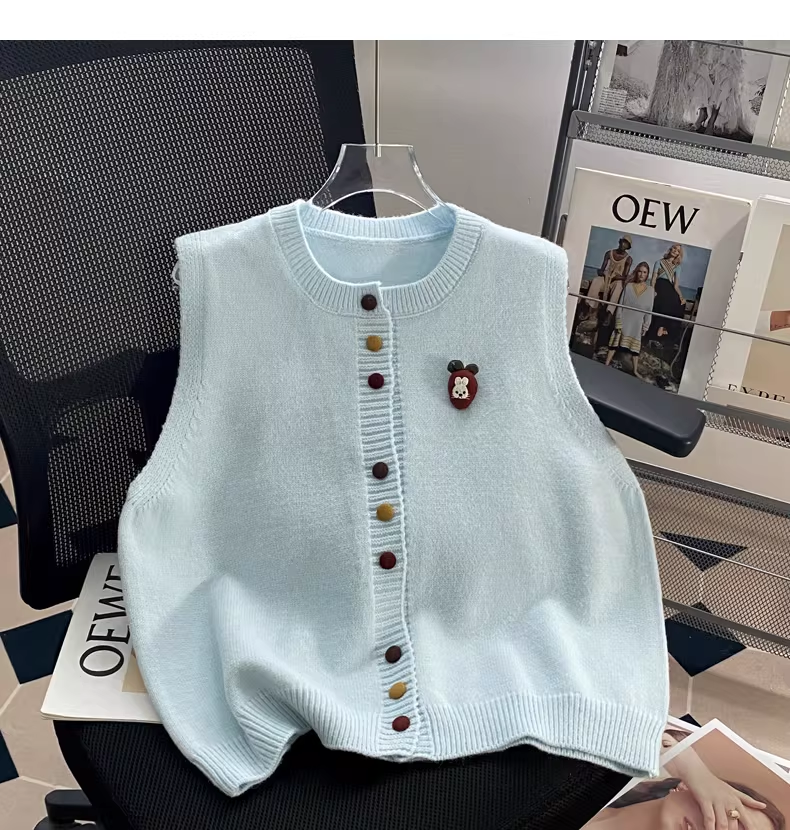 Retro Gray Knitted Vest Sweater YM2448