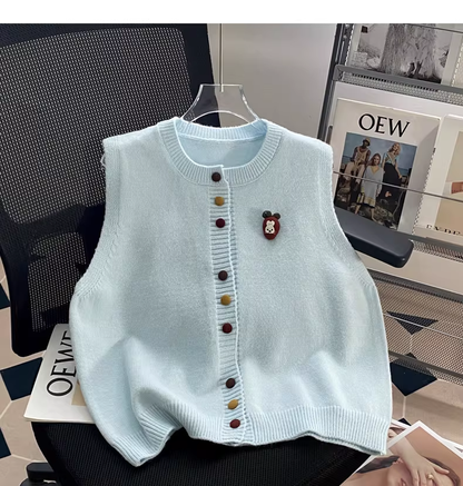 Retro Gray Knitted Vest Sweater YM2448