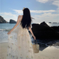 Mesh embroidered floral dress YM1157