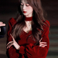 Burgundy velvet a line birthday party evening dress YM1964