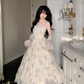 Gentle And Sweet Printed Tulle Stitching Lace Straps Party Dress YM2036
