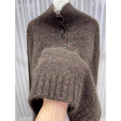 Brown Sequined Thickened Sweater For Women  YM1855