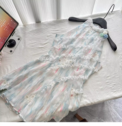 Sweet Jasmine Green Summer Sweet Slim Waist Design Short Birthday Dress  YM2084