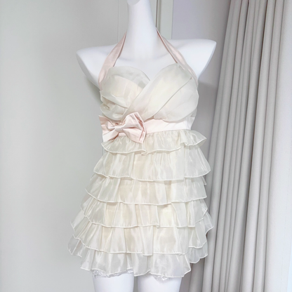 Champagne Halter Short Party Dress Birthday Dress YM2072