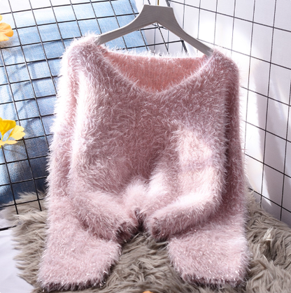 Blue Short Pullover Sweet Soft Knitted Sweater YM2373