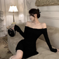 Black Off The Shoulder Short Homecoming Dress A Line Party Dress YM1828
