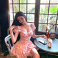 Cute Pink Floral A Line Short Party Prom Dress Birthday Outfits YM2003
