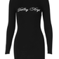 Women's black letter print long sleeve dress YM756