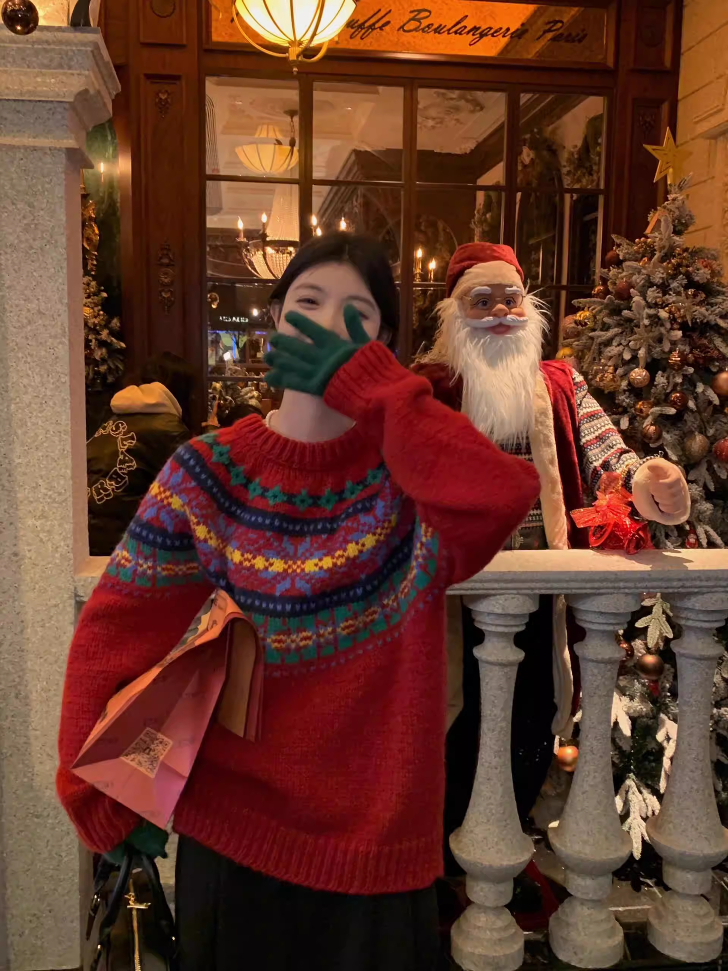 Fair Isle Red Sweater, Thick And Loose Knitwear, Christmas And New Year Sweater YM2419